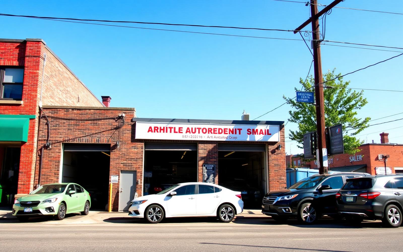 A-1 Automotive shop exterior with open garage bays in Troy, NY
